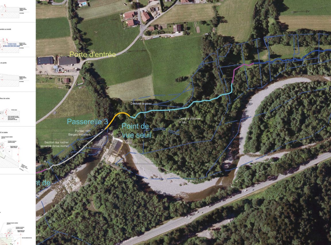 Maitrise d’œuvre pour les sentiers et entrées de la Plaine du Fier