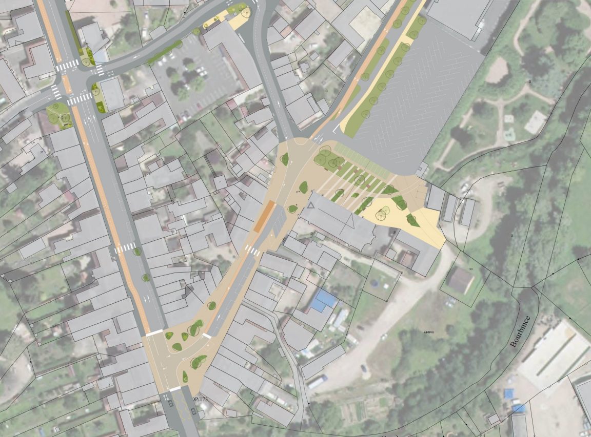 Plan de circulation et esquisse d’aménagement du centre-ville de Blanzy